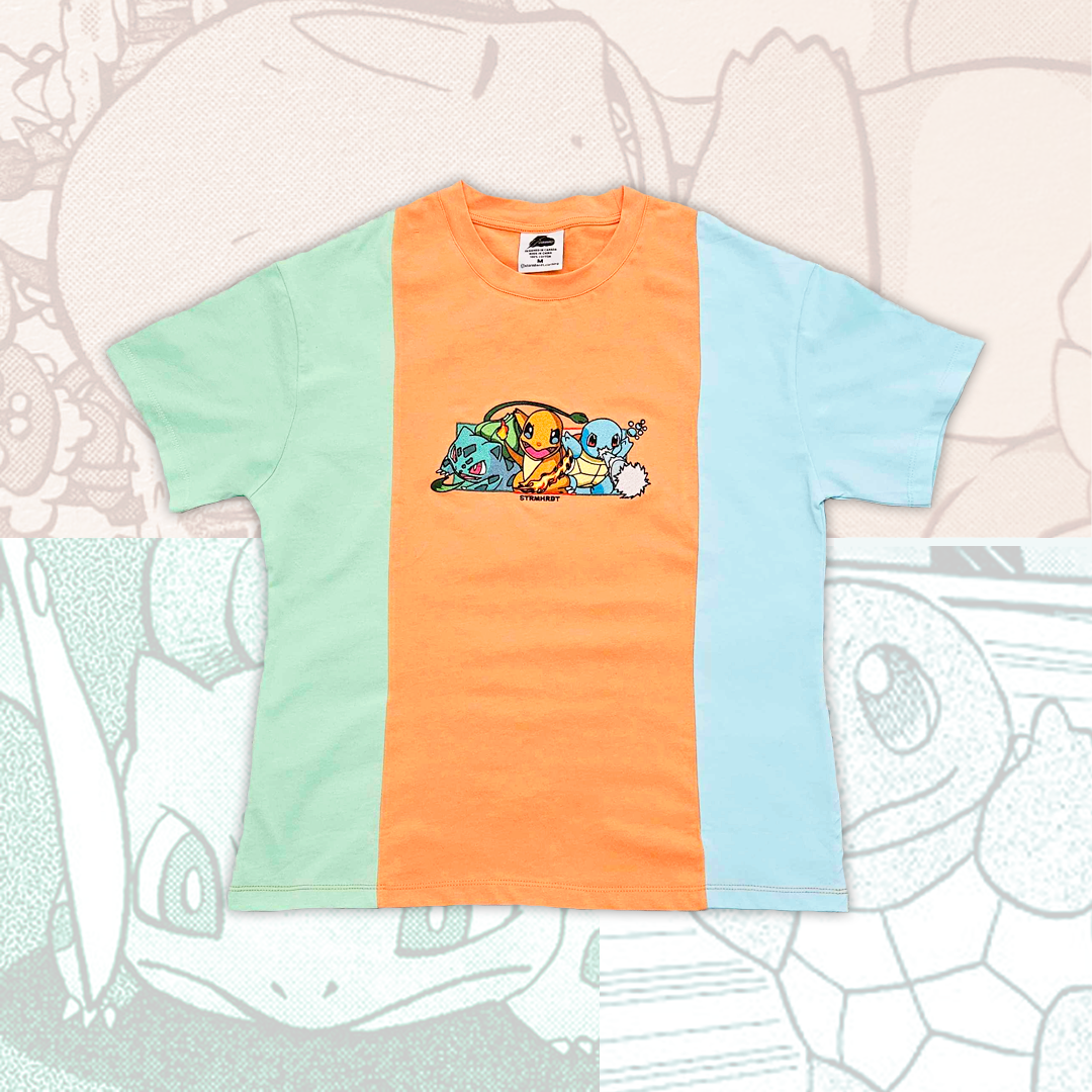 Kanto Starters Color Block Embroidered T-Shirt