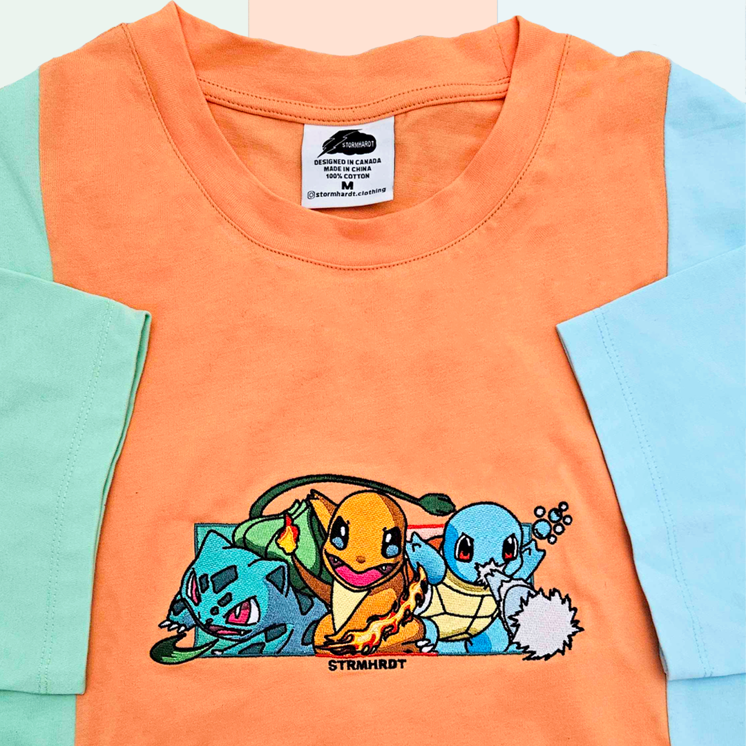 Kanto Starters Color Block Embroidered T-Shirt